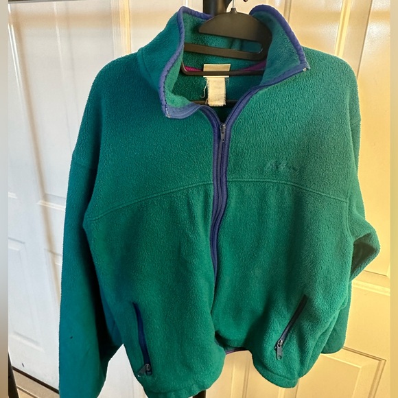L.l Bean Women Green With Blue Mix With Purple Sweater zipper up M - Picture 1 of 9